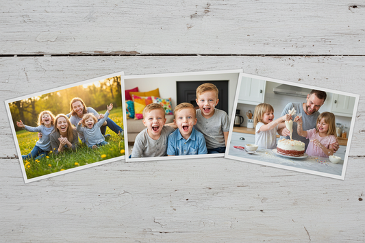 Three fun family photos without frames